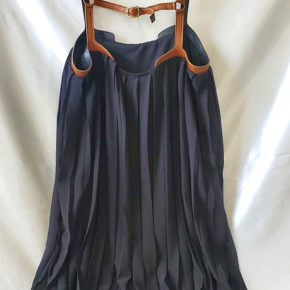 AKIRA Black Pleated Leather Strap Dress - Picture 3 of 6